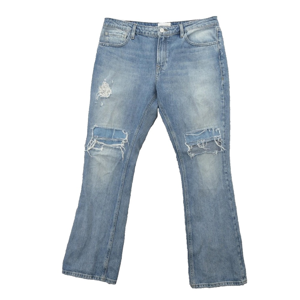 Frame Jeans Womens 31 Light Wash The Low Boot Distressed Ripped Denim Jeans